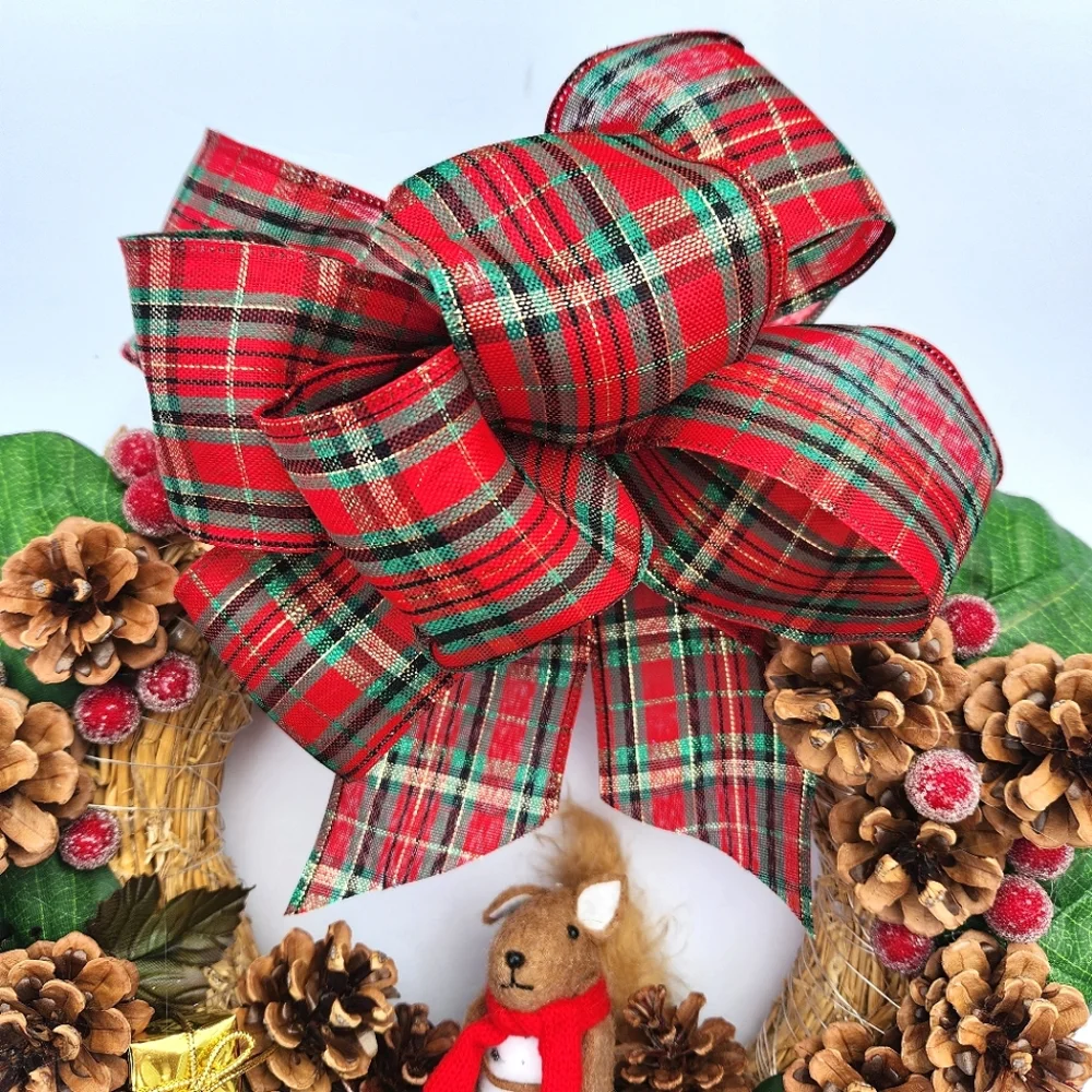Sledding Squirrel Pinecone & Berries Christmas Wreath